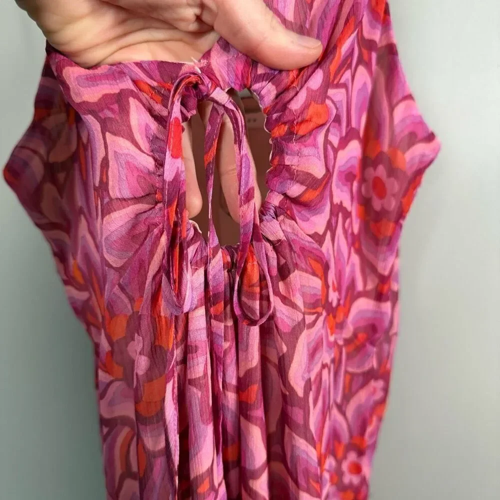 Top Shop floral tiered v neck strappy sleeveless maxi dress US 10